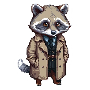Raccoon private investigator in trenchcoat sticker