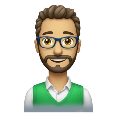 aulto con lentes barba y camisa azul y verde sticker