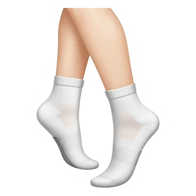 woman's feet wearing white crew socks viewed from directly underneath showing soles sticker