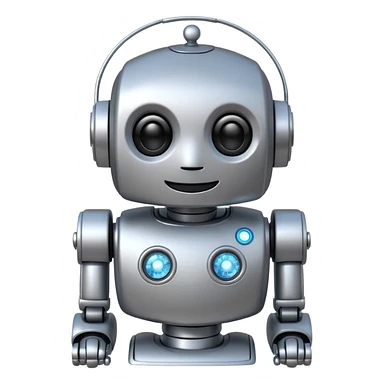 robot with a smiling face and sparkles sticker