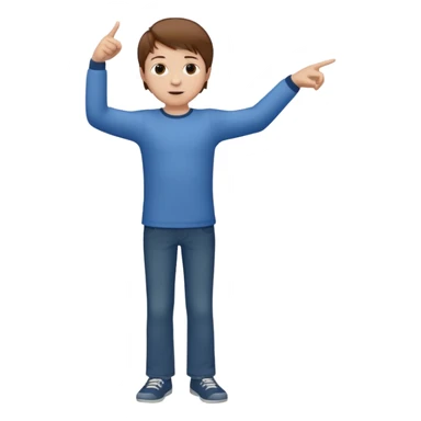 A boy poitning at someone next to him. Full body. Arm straight. sticker