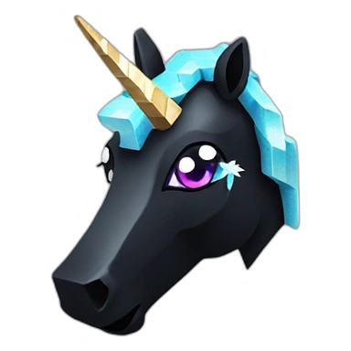 Minecraft Glitter Black Unicorn Head With Diamond Horn sticker