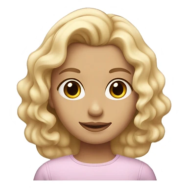 a blonde girl with normal skin colour that is curling her hair sticker