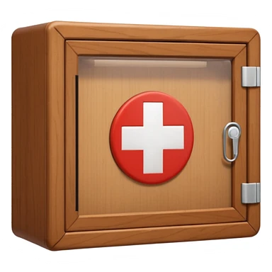 brown first aid cabinet front glass sticker