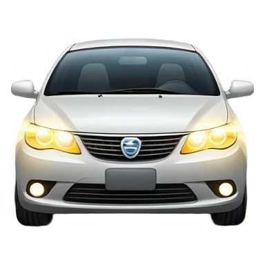 A car headlight, shining brightly with a focused beam of light, cutting through the dark, illuminating the road ahead. The light is intense and clear, often with a white or yellowish glow sticker