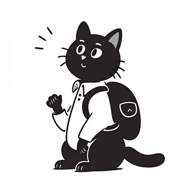 cat wearing a school backpack sticker