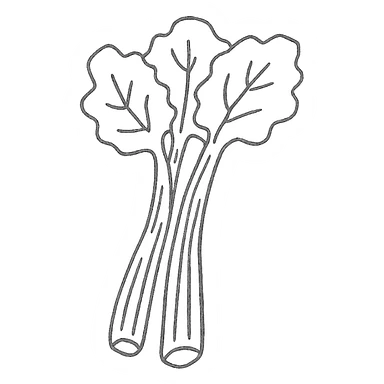 hand-drawn outlined rhubarb, sketchy lines sticker