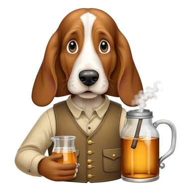 hillbilly basset hound with moonshine and a gun sticker