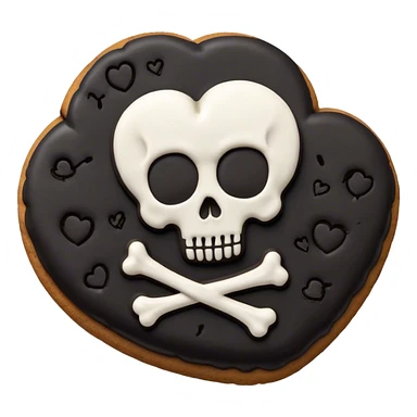 Black cookie heart with skull sticker