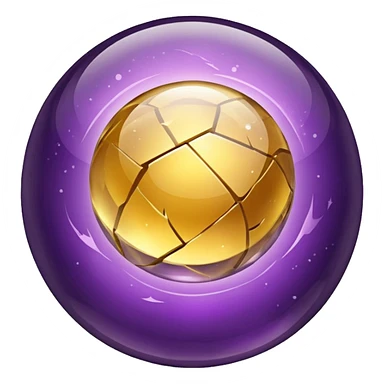 Floating glowing gold-cracked amethyst crystal smooth glossy shiny ball sphere floating in the air  sticker