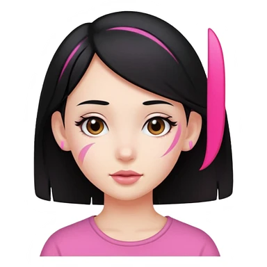 girl with black hair and pink streak by ear sticker