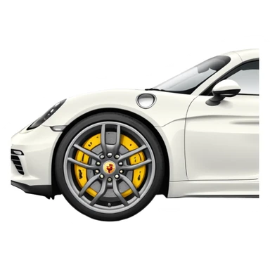Matte White colored exterior 2024 Porsche 718 Cayman GTS 4.0 with "yellow ceramic brake calipers" only and dark silver anthracite rims sticker