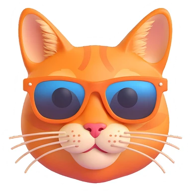 orange cat face with sunglasses sticker