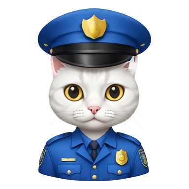 white cat police sticker