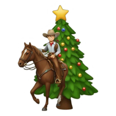 Cowboy christmas tree sticker