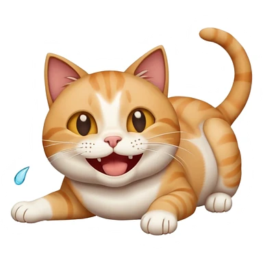 Cat rolling on floor laughing, flailing with tears from eyes sticker