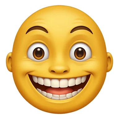 a smiling yellow face with very big teeth like the trivago guy sticker