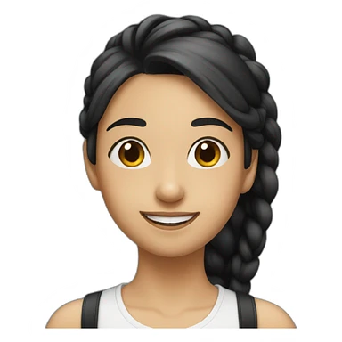 A smiling girl with a black ponytail sticker