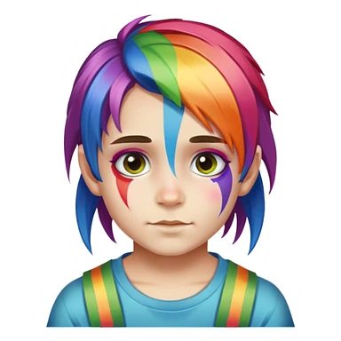 kid with rainbow hair and face paint sticker