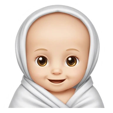 full newborn baby smiling in white sheet sticker