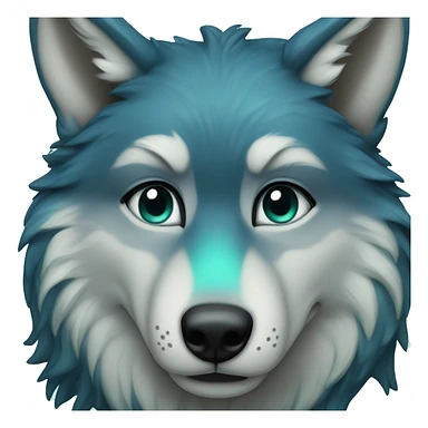 Wolf, Darker Blue fur with Aqua highlights sticker