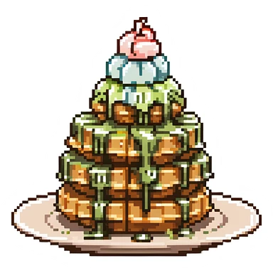 matcha ice cream on a stack of waffles sticker