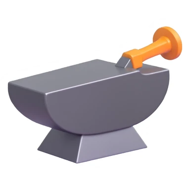 anvil, 3D style, metallic texture sticker