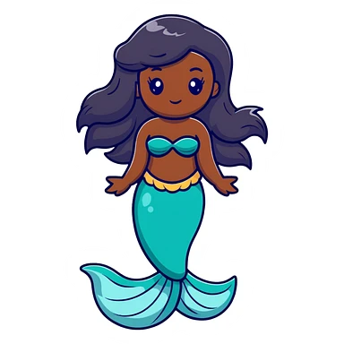 black mermaid with dark skin sticker