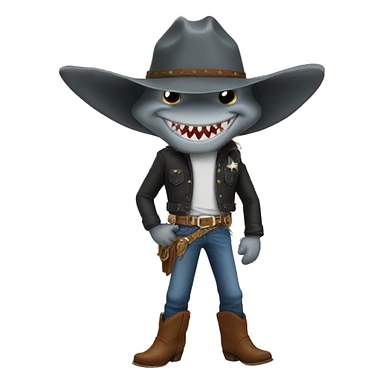 Shark cowboy sticker