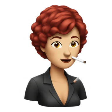 burgundy haired woman smoking sticker