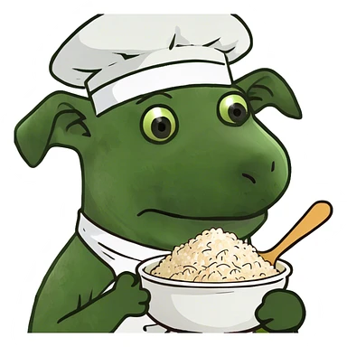 Dog eating rice ￼ sticker