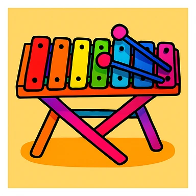 Make this marimba more colorful, keep the vibrant toon style. sticker