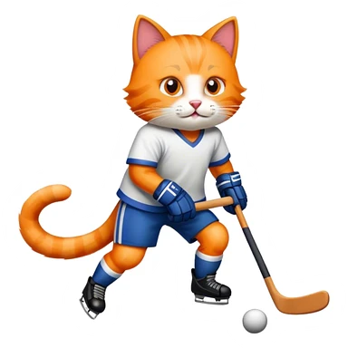 Cat playing hockey sticker