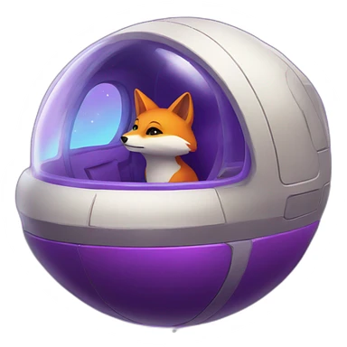 a purple fox in a spaceship sticker