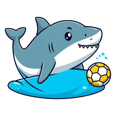 Shark holding a water polo sticker