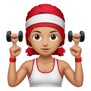 athlete with red headband, hold a mini dumbbell sticker