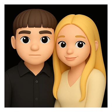 Make the skin color of both people the same light tone, keeping the 3D emoji style and all other details unchanged. The style should resemble Microsoft style 3D fluent emojis with all original details preserved. sticker