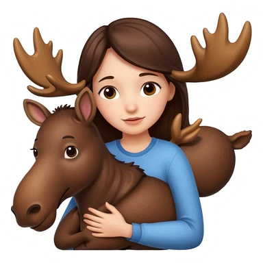 girl hugging a moose sticker