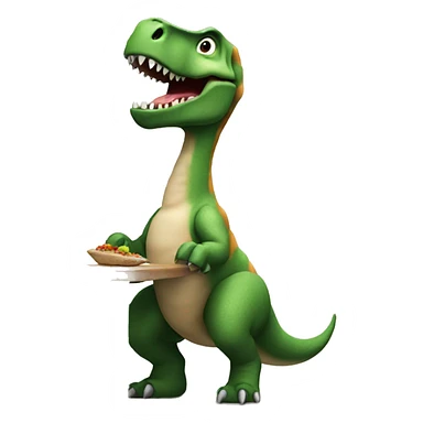 dinosaur sitting at table eating lunch sticker