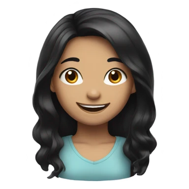 happy girl with black hair sticker