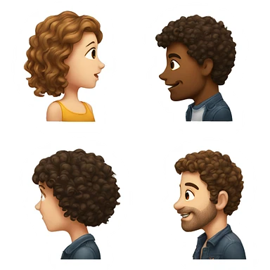 Girl With Curly Brown Hair Kiss a Man with Short Brown hair  sticker