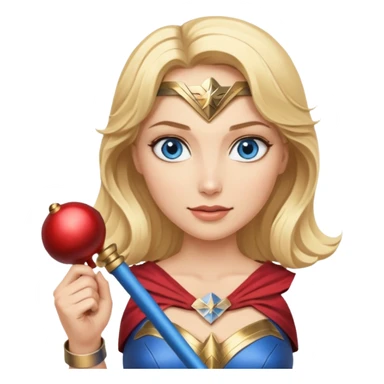 Blonde blue eyes Wonder Woman holding bell and baton sticker