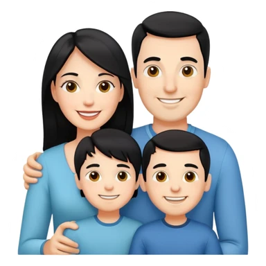happy white family with husband with black hair, wife and one son smiling together sticker
