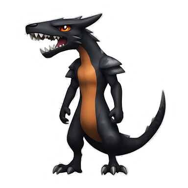 Black Cool Edgy Nargacuga-Garchomp-Houndoom-Sergal Fakémon with Edgy markings,  full body sticker
