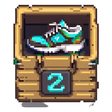 2d power up crate with a running shoe symbol for speed boost sticker