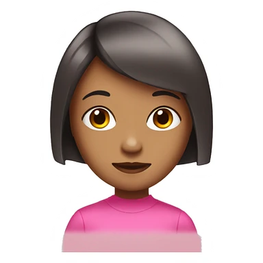 a girl that has a bob cut wearing pink sticker