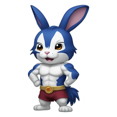 Muscular Anthro white rabbit with dark blue hair sticker