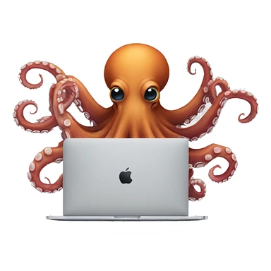 octopus with a macbook sticker