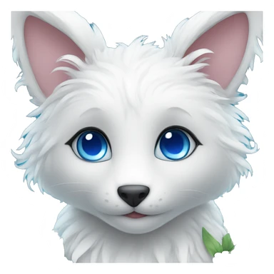 Cute gorgeous ethereal white fantasy animal with blue eyes sona with flowers and butterflies sticker