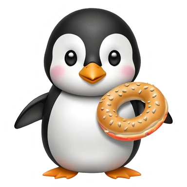 penguin holding bagel sticker